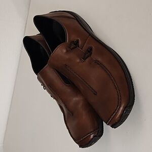 Rieker Celia Mahogany Slip on Casual Comfort Driving Supple Leather Shoes